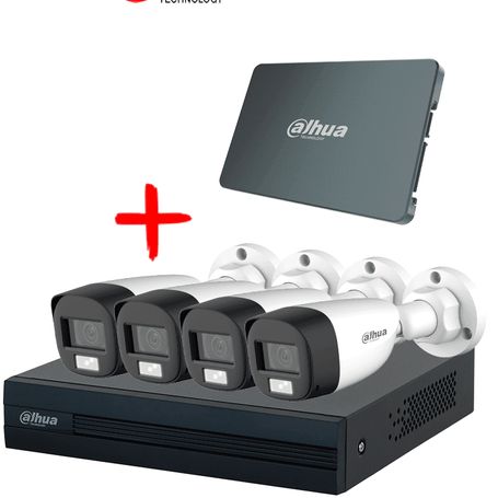 Dahua Kit/xvr1b04issd512g4hfwila  Kit Iluminación Dual De 4 Canales Con Ssd De 512gb/ 4 Camaras Il De 2 Megapixeles Con Microfon