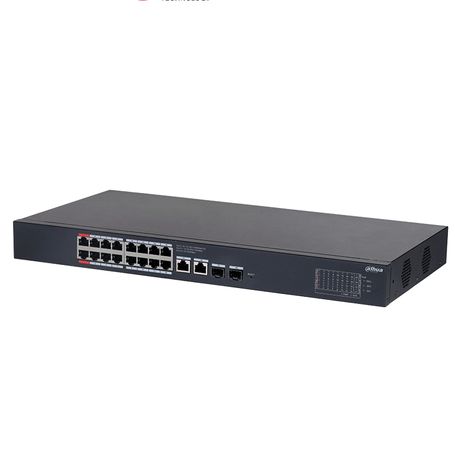 Dahua  Dhcs422016gt135 Switch Poe De 16 Puertos Gigabit/ Poe Inteligente/ Puerto Rojo De 90w/ 135 Watts Totales/ 2 Puertos Sfp/p