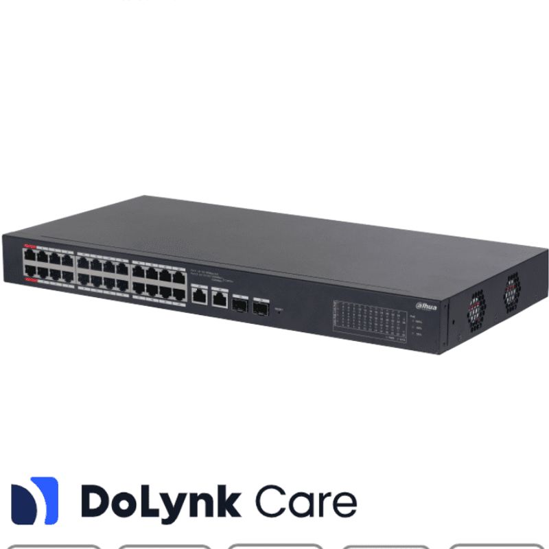 Dahua Cs422624et240  Switch Poe De 26 Puertos/ 24 Puertos Poe 10/100/ 2 Uplink 10/100/1000  2 Puertos Sfp/ 240 Watts Totales/ / 