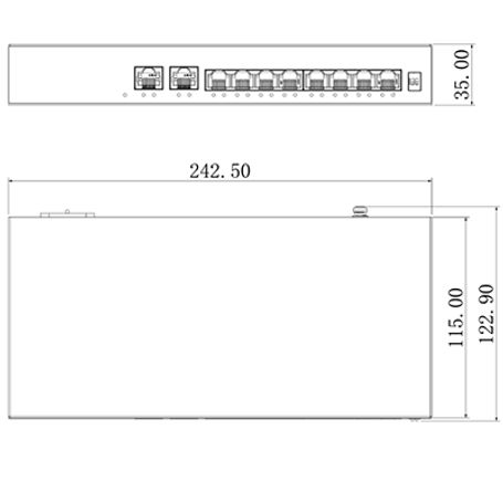 Dahua Sf1010lp  Switch Poe De 10 Puertos Fast Ethernet/ 8 Puertos Poe 10/100 / 65 Watts Totales / 2 Puertos Uplink Rj45/ Poe Wat