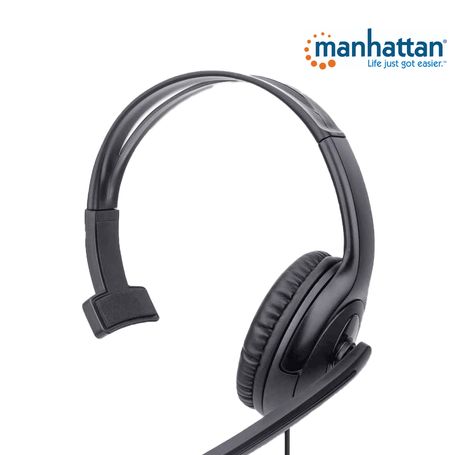 Manhattan 179874  Audifono Usb Monoaural Con Micrófono Diseno Monoaural Cableado Con Un Conector Usba Control De Volumen En Line