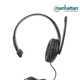 manhattan 179874  audifono usb monoaural con micrófono diseno monoaural cableado con un conector usba control de volumen en lin