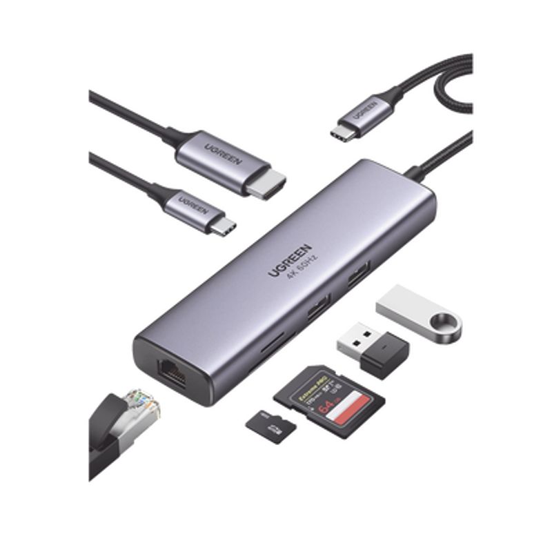Hub Usbc (docking Station) 7 En 1 2 Usba 3.0 (5gbps) 1 Usbc Pd Carga 100w Hdmi 4k60hz Rj45 (gigabit Ethernet) Lector Tarjet Hub Usbc (docking Station) 7 En 1 2 Usba 3.0 (5gbps) 1 Usbc Pd Carga 100w Hdmi 4k60hz Rj45 (gigabit Ethernet) Lector Tarjet