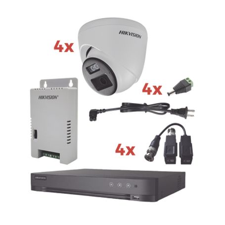 Kit Audio Bidireccional Turbohd 1080p / Dvr 4 Canales / 4 Cámaras Eyeball (exterior) Con Bocina Y Microfóno Integrado / 1 Fuente