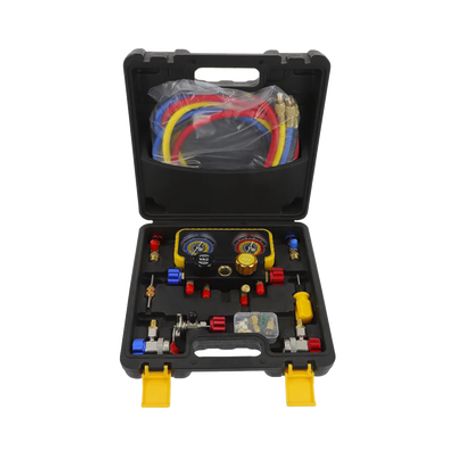 Kit De Manometro De 4 Vias Con Accesorios Para Gas Refrigerante  R410a/ R32/ R134a/r22 