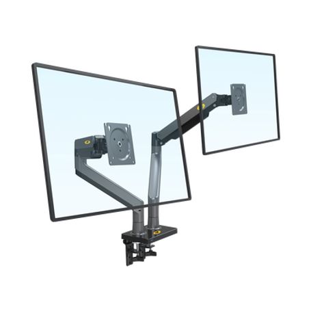 montaje de escritorio articulado para 2 monitores de 2232   soporta hasta 15 kg x  brazo  vesa 75 x 75  100 x 100  acero  giro 