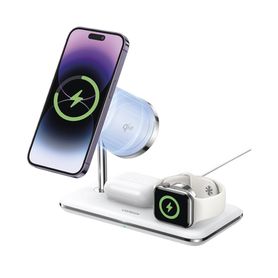 cargador inalámbrico magsafe 3 en 1 25w certificación oficial qi2 mfi perfecto para iphone airpods y apple watch carga ad