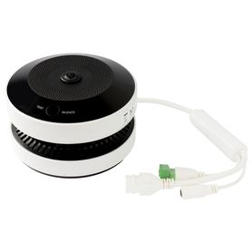 hikfire mini fisheye ip 4 megapixel con detector de humo  autónomo  entrada y salida de alarma  15 mts ir  poe  wdr 120 db  ala