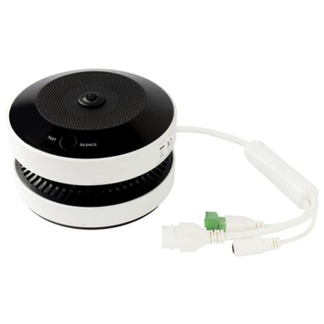 (hikfire) Mini Fisheye Ip 4 Megapixel Con Detector De Humo / Autónomo / Entrada Y Salida De Alarma / 15 Mts Ir / Poe / Wdr 120 D