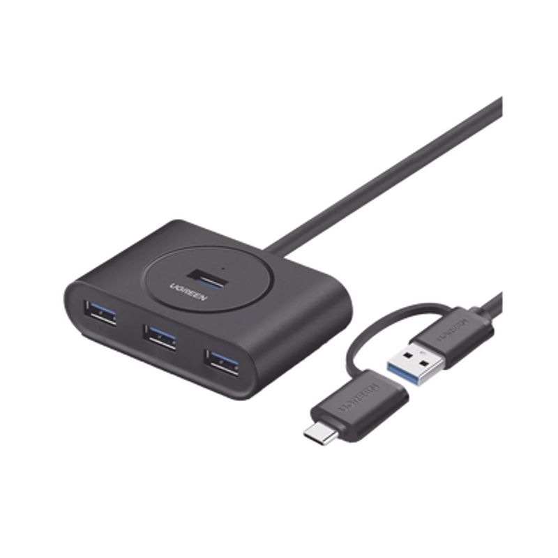 Hub Usba/c 3.0 4 En 1  Con Conector Usbc  4 Puertos Usba 3.0 (5gbps)  Cable De 25cm  Indicador Led  Ideal Para Transferencia De 