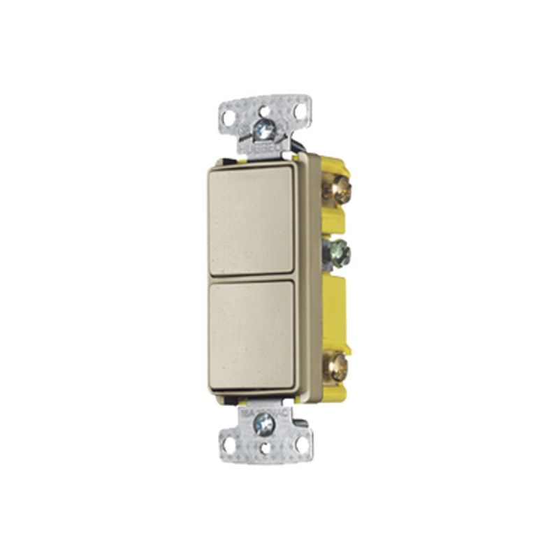 Interruptor Residencial 15 A 120277 V / 2 Bases Unipolares / Cableado Lateral / Color Marfil.
