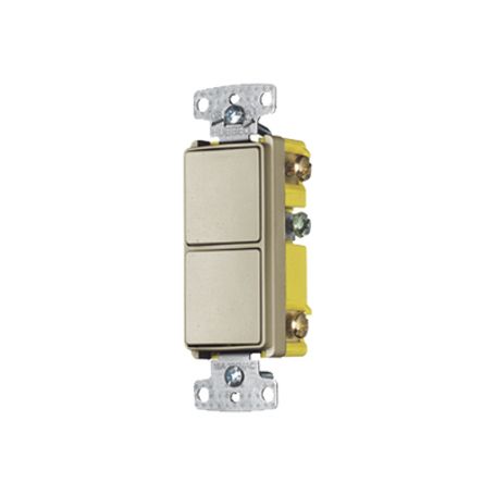 Interruptor Residencial 15 A 120277 V / 2 Bases Unipolares / Cableado Lateral / Color Marfil.