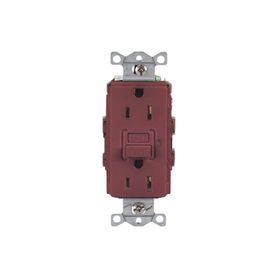 contacto de autoverificación gfci con interruptor de falla a tierra de 15 a 125 v 2 polos color rojo  nema 515r  grado industri