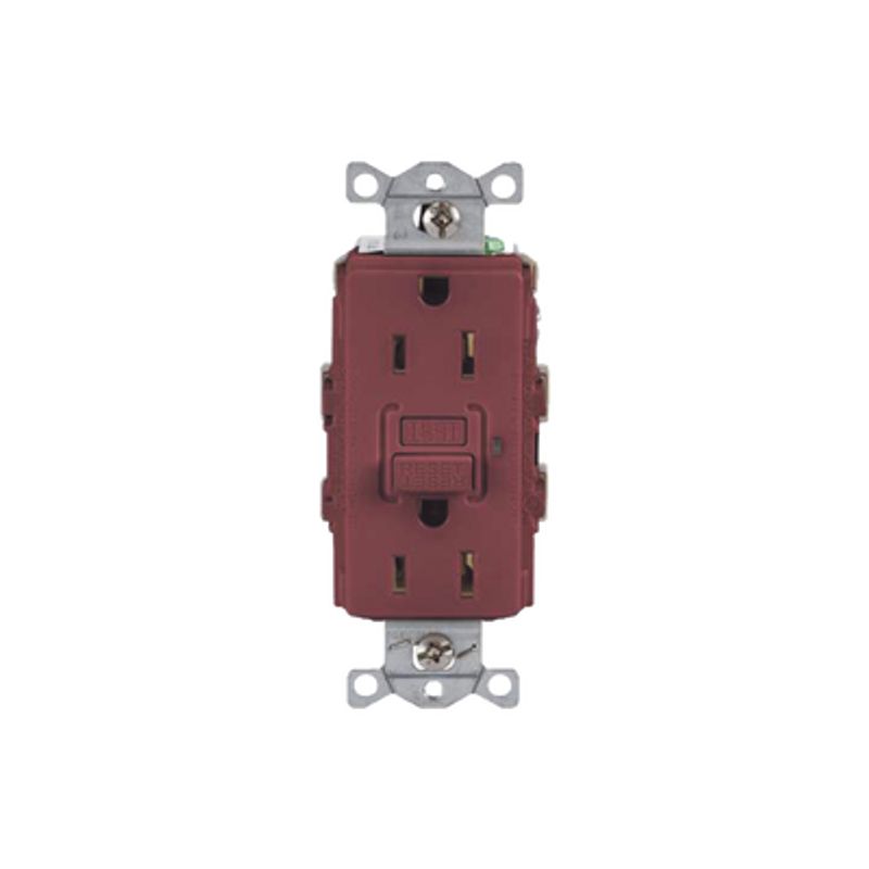 Contacto De Autoverificación Gfci Con Interruptor De Falla A Tierra De 15 A 125 V 2 Polos/ Color Rojo / Nema 515r / Grado Indust Contacto De Autoverificación Gfci Con Interruptor De Falla A Tierra De 15 A 125 V 2 Polos/ Color Rojo / Nema 515r / Grado Indust