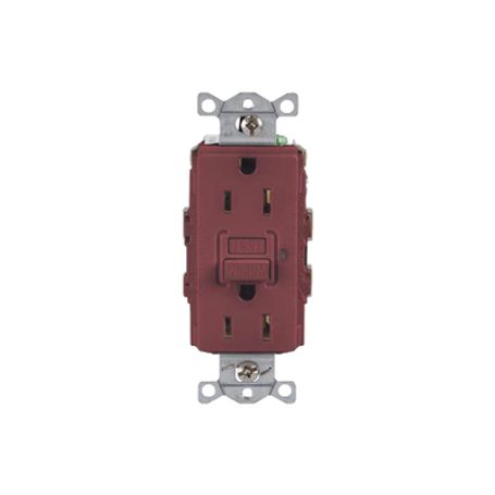 Contacto De Autoverificación Gfci Con Interruptor De Falla A Tierra De 15 A 125 V 2 Polos/ Color Rojo / Nema 515r / Grado Indust Contacto De Autoverificación Gfci Con Interruptor De Falla A Tierra De 15 A 125 V 2 Polos/ Color Rojo / Nema 515r / Grado Indust