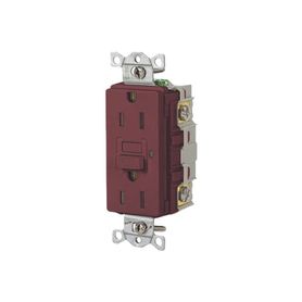 contacto de autoverificación gfci con interruptor de falla a tierra de 15 a 125 v 2 polos color rojo  nema 515r  grado industri