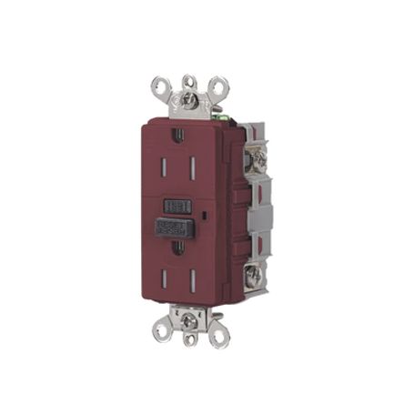 Contacto De Autoverificación Gfci De 15 A 125 V 2 Polos/ Resistente A Manipulaciones Y Intemperie / Color Rojo / Nema 515r / Gr Contacto De Autoverificación Gfci De 15 A 125 V 2 Polos/ Resistente A Manipulaciones Y Intemperie / Color Rojo / Nema 515r / Gr