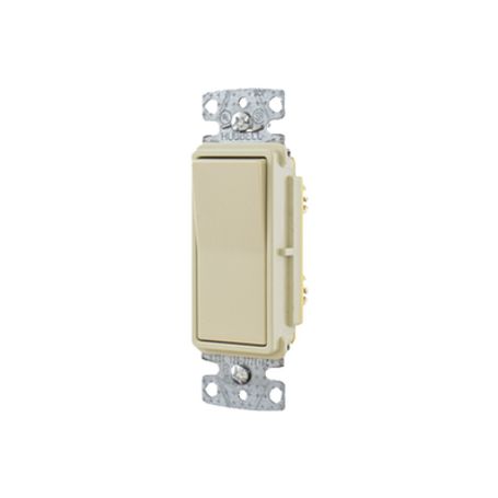 Interruptor Unipolar Residencial 15 A 120277 V / Cableado Lateral Y Trasero / Color Marfil.
