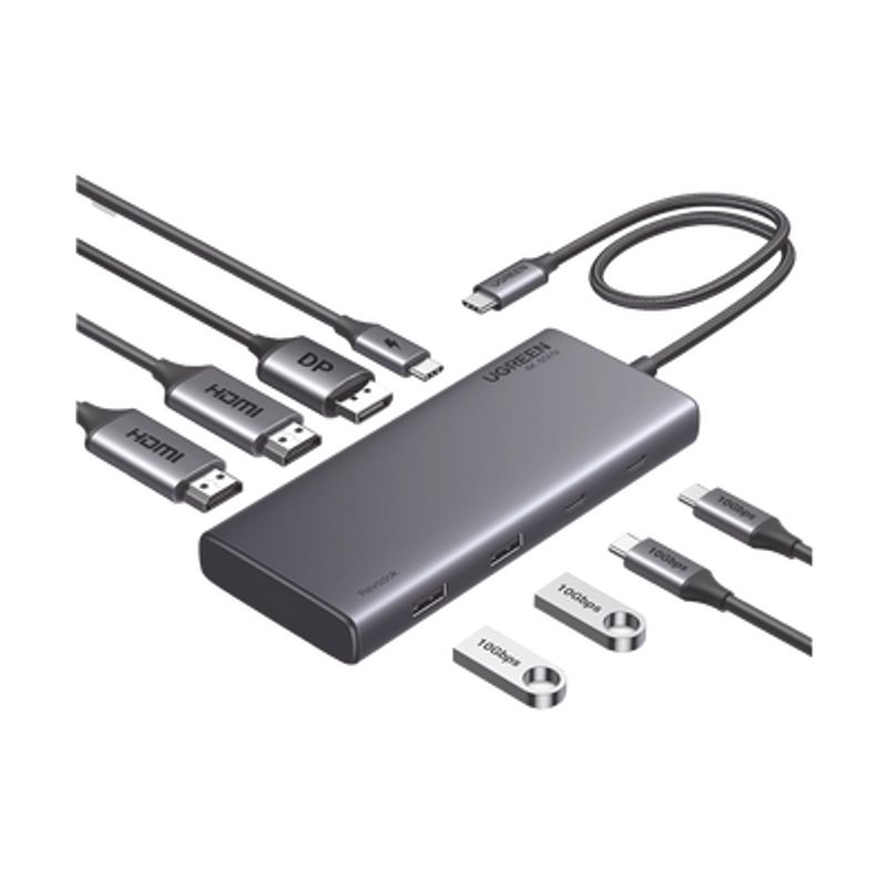 Hub Usbc (docking Revodok 308) 8 En 1  2 Puertos Hdmi 4k60hz  1 Puerto Displayport 4k60hz 2 Usba 10gbps)  2 Usbc (10gbps)  Usbc 