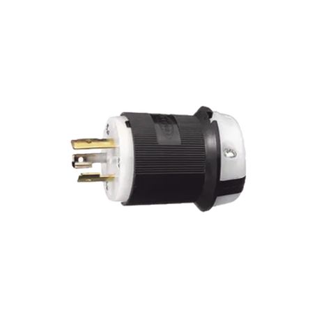Clavija Industrial Con Bloqueo De Media Vuelta / 20 A 125 V Ca / 2 Polos 3 Hilos / Color Blanco Y Negro / Nema L520p.