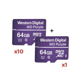 kit 10  1  10 piezas de memoria microsd de 64gb purple  una pieza de regalo especializada para videovigilancia 10 veces mayor d