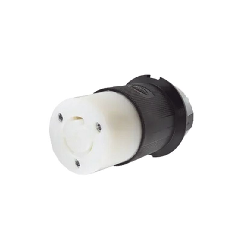 Conector Industrial Con Bloqueo De Media Vuelta / 20 A 125 V Ca / 2 Polos 3 Hilos / Nema L520r / Color Blanco Y Negro.