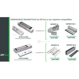 zkteco lmb200u  soporte en u para instalación de contrachapa magnética en puertas de vidrio sin marco compatible con cerradura 