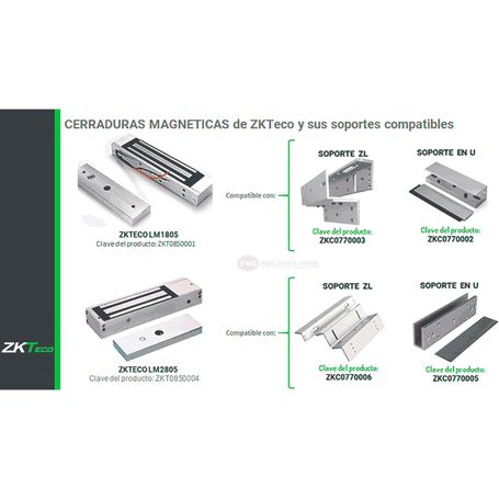 Zkteco Lmb200zl  Soporte Zl Para Instalación De Contrachapa Magnética Compatible Con Clave Zkt0850002 Modelo Lm200led