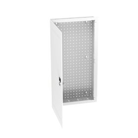 gabinete multipropósito de montaje en pared de 28 in de altura con puerta reversible fabricado en acero color blanco 230865