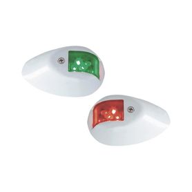 set de luces de navegación verticales rojo  verde con carcasa en color blanco para embarcaciones a motor de menos de 20 metros