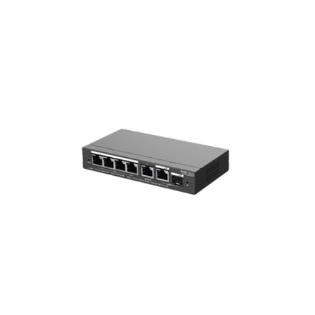 switch administrable con 4 puertos gigabit poe 2 uplink gigabit y 1 uplink gigabit para fibra sfp en combo gestión gratuita des