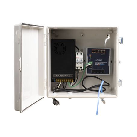 switch para exterior 8 puertos gigabit con 4 puertos poe 8023at protección térmica 2p 16a corriente alterna 400 vca229122