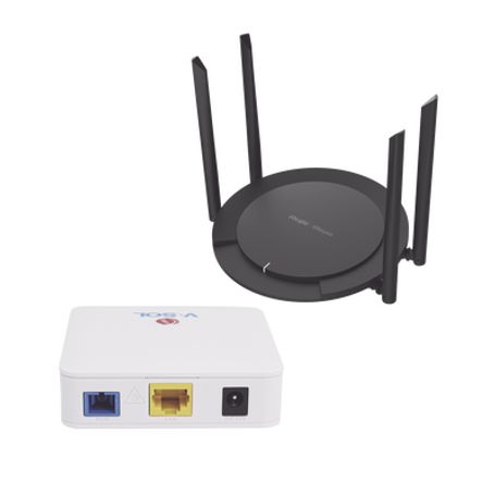 kit 2 onu bridge vsol dual gponepon con router home wifi ideal para distribuciones wisp de mayor cobertura wifi en hogares y of