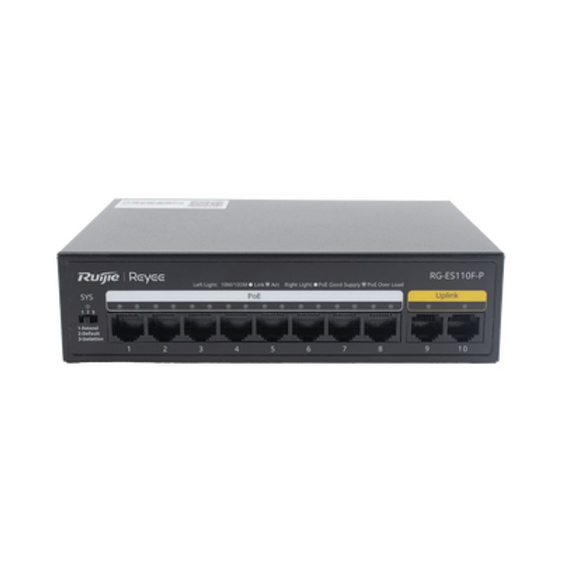 Switch Poe Con 10 Puertos 10/100 Mbps / 110 W / Carcasa De Acero / No Administrable