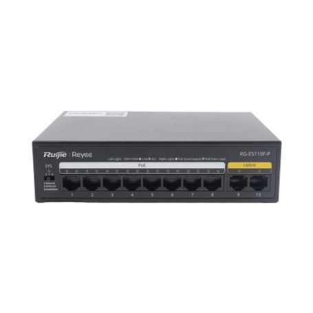 Switch Poe Con 10 Puertos 10/100 Mbps / 110 W / Carcasa De Acero / No Administrable