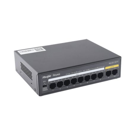 Switch Poe Con 10 Puertos 10/100 Mbps / 110 W / Carcasa De Acero / No Administrable