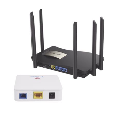 kit 2 onu bridge vsol dual gponepon con router home mesh ideal para distribuciones wisp de mayor cobertura wifi en hogares y of