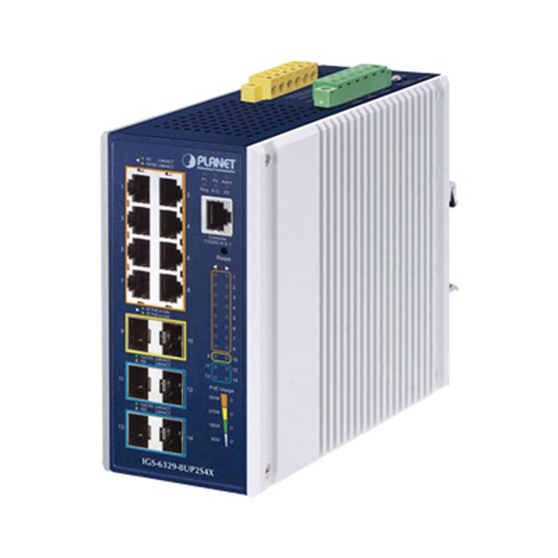 Switch Industrial Capa 3 De 8 Puertos 10/100/1000t Poe 802.3bt 2 Puertos Sfp 1 G/2.5 G 4 Puertos Sfp 10g Instalación En Pared O 