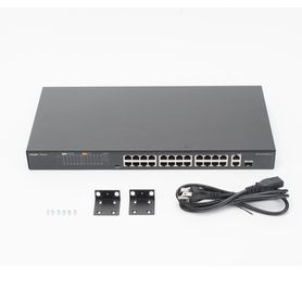 switch poe no administrable ideal para cctv 24 puertos 10100 y2 uplinks gigabit carcasa metálica230477