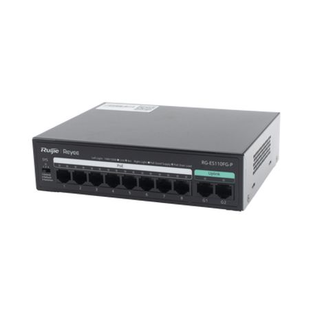 Switch Poe No Administrado De 2 Puertos Gigabit Y 8 Puertos 10/100 Mbps