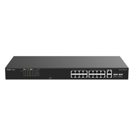 switch poe no administrable ideal para cctv 16 puertos 10100 2 uplinks gigabit y 2 sfp carcasa metálica229270