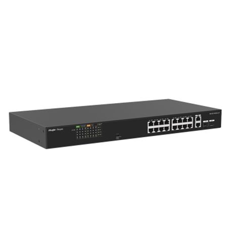 Switch Poe No Administrable Ideal Para Cctv 16 Puertos 10/100 2 Uplinks Gigabit Y 2 Sfp Carcasa Metálica