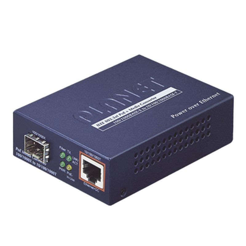 Convertidor Ieee802.3af/at Poe 10/100/1000baset A 100/1000x Sfp