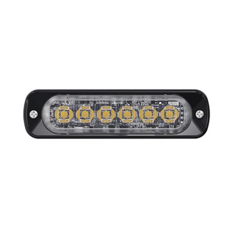 Luz Auxiliar De 6 Led Ambar Bisel Negro Lente Transparente