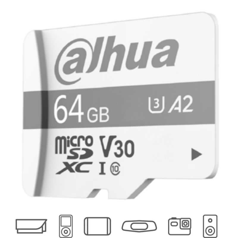 Dahua Tfp100/64 Gb  Dahua Memoria Micro Sd De 64 Gb Uhsi/ C10/u3/v30/a2/ Velocidad De Lectura 100 Mb/s/ Velocidad De Escritura D