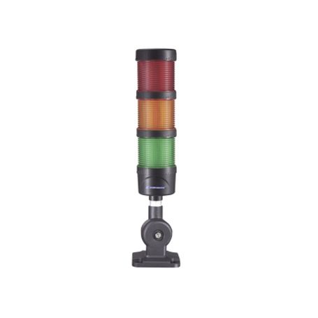 torre led indicadora de estado de 3 niveles color rojo ámbar y verde con buzzer integrado a 85 db  a 110240 vca con montaje inc
