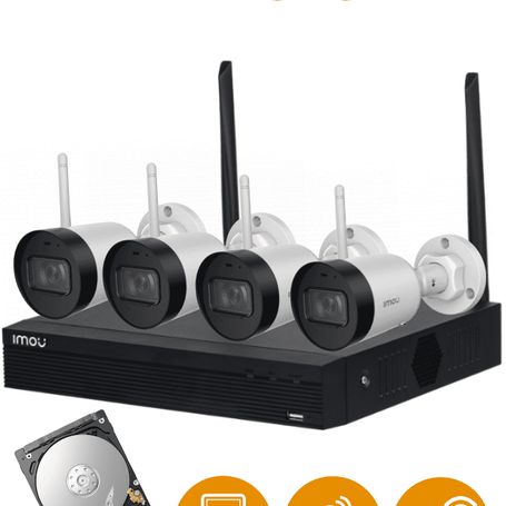 Imou Kit/nvr1104hsw/4g22  Kit De 4 Camaras Inalámbricas De 2 Megapixeles/ Wifi/ Disco Duro De 1 Tb Incluido/ H.265/ Nvr Con Ante