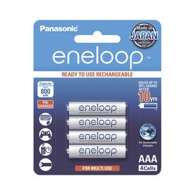 bateria recargable aaa 12v eneloop  nihm  paquete de 4 baterias