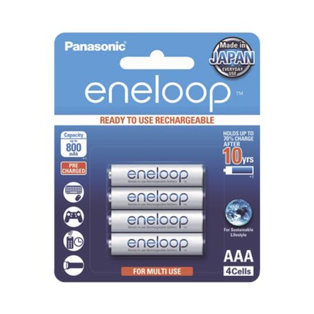 bateria recargable aaa 12v eneloop  nihm  paquete de 4 baterias