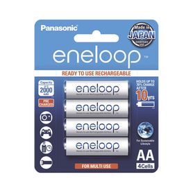 bateria recargable aa 12v eneloop  nihm  paquete de 4 baterias